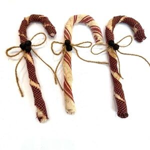 New OOAK Handmade Primitive Distressed Candy Canes w/ Small Bells Christmas
